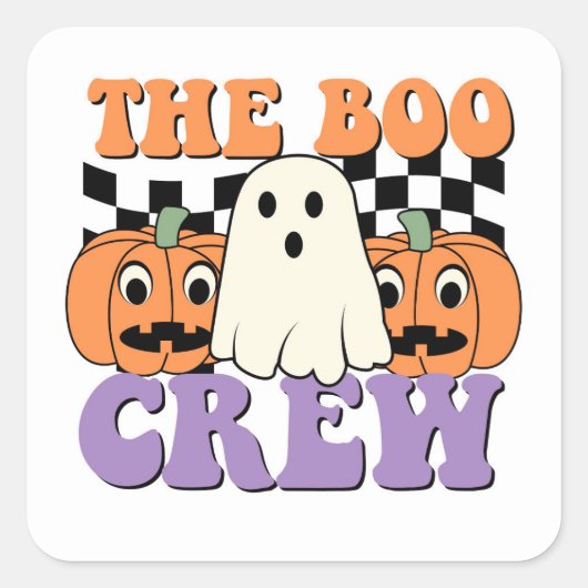 De Boo Crew Lieve Halloween Vierkante Sticker (Voorkant)