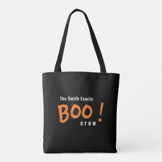 De Boo Crew Modern Monogram Custom Halloween Draagtas (Achterkant)