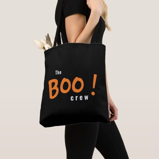 De Boo Crew Modern Monogram Custom Halloween Draagtas (Dichtbij)