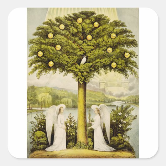 De boom des levens vierkante sticker (Voorkant)