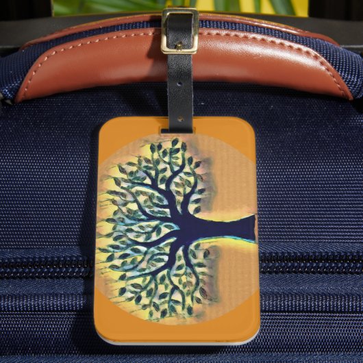 De boom heeft een gele waterverf van het landschap bagagelabel (Voorkant Insitu 2)