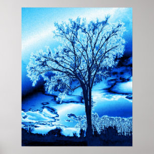 De boom in Ice Blue Poster