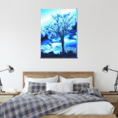 De boom in ijsblauw op doek canvas afdruk (Insitu (Slaapkamer))