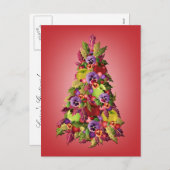 De Boom van de hulst met Appelen en Roze Kerstmis Feestdagenkaart (Voorkant / Achterkant)