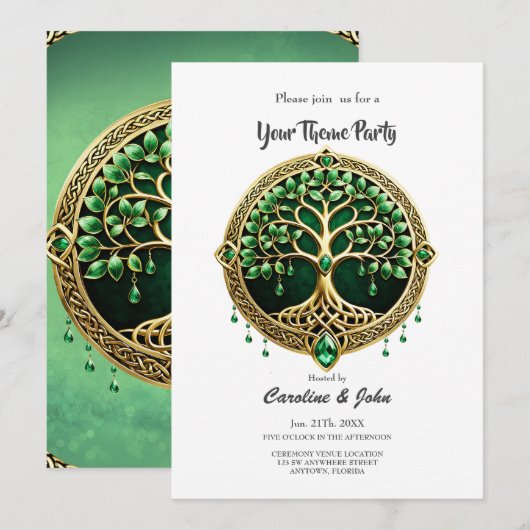 De boom van het leven met Keltische knopen. Kaart (Voorkant / Achterkant)