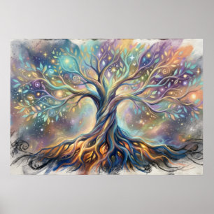 De Boom van Licht en Ziel Wortels Muurkunst Poster