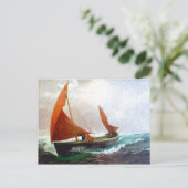 De boot bereikt het strand briefkaart (Staand voorkant)