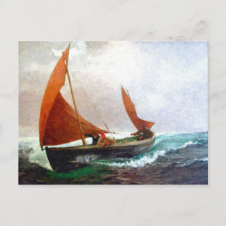 De boot bereikt het strand briefkaart