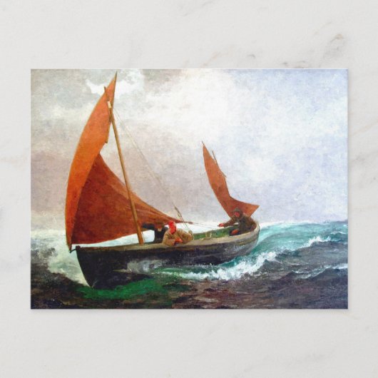 De boot bereikt het strand briefkaart (Voorkant)