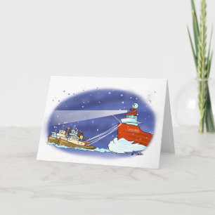 De bootkaart van de kerstman feestdagen kaart