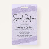 De Borstel van de lavender Glitter Sweet 16 Uitnod Badge (Achterkant)