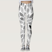 De borstelslagen van de waterverf - zwart-wit leggings (Voorkant)