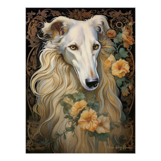 De Borzoi hond 001 - Natalia Mucha Perfect Poster