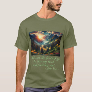 "...de bos in ik ga..." John Muir citaat Heren T-shirt