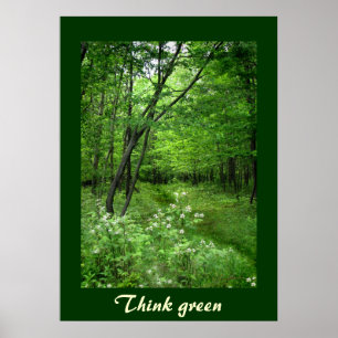 De bos Weg denkt Groen Poster