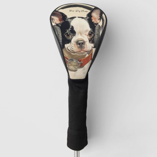De Boston Terrier Dog 003 - Odessa Leyendecker Golfheadcover (Voorkant)