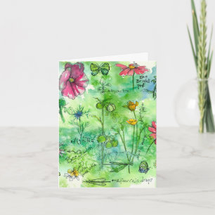 De botanische Bloemen van de Waterverf Sketchbook Bedankkaart