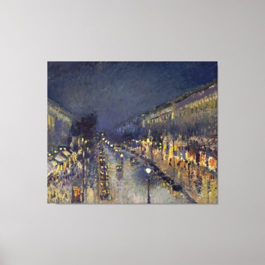 De Boulevard Montmartre in Night Pissarro Canvas Afdruk (Voorkant)