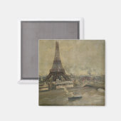 De bouw van de Eiffeltoren Magneet (Voorkant / Achterkant)