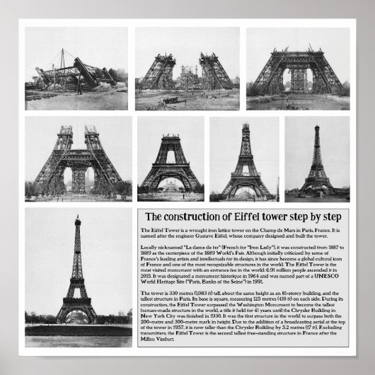 De bouw van de Eiffeltoren stap voor stap Poster (Voorkant)