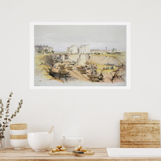 De bouw van de resterende muur nabij Park Street,  Poster (Keuken)