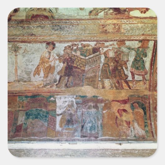 De bouw van de toren van Babel Vierkante Sticker (Voorkant)