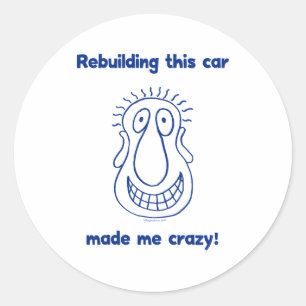 De bouw van een oude auto ronde sticker