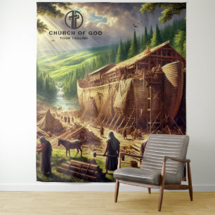De bouw van Noah's Ark Wandkleed