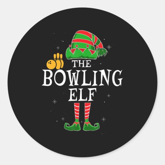 De Bowling Elf Group komt overeen met de kerstbal Ronde Sticker (Voorkant)