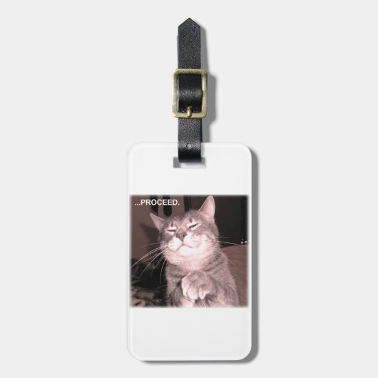 De boze kat zegt verder te gaan met het masterplan bagagelabel (Voorkant verticaal)