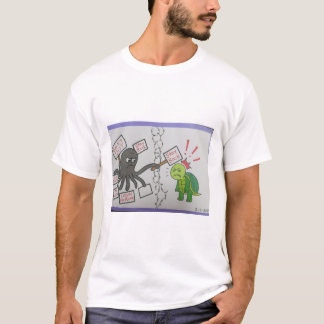 De boze octopus en de vriendelijke schildpad t-shirt