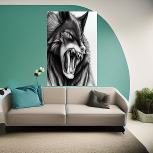 De boze wolf   AI Art Poster