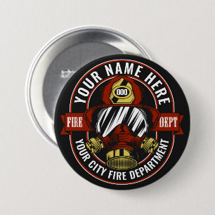 De brandweerman van het masker van de brandweerman ronde button 7,6 cm
