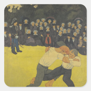 De Bretons worstelen, ca.1893 Vierkante Sticker