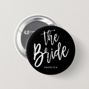 De bride   Aangepaste bruiloft in Script-stijl Ronde Button 5,7 Cm