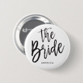 De bride | Aangepaste bruiloft in zwarte Script-st Ronde Button 5,7 Cm (Voorkant /achterkant)