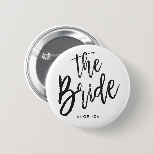 De bride | Aangepaste bruiloft in zwarte Script-st Ronde Button 5,7 Cm (Voorkant /achterkant)