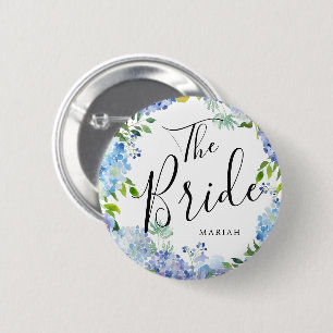 De bride   Carolina Bloom Custom Name Wedding Ronde Button 5,7 Cm