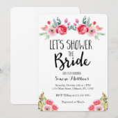 De Bride Floral Bridal Shower-uitnodiging Kaart (Voorkant / Achterkant)