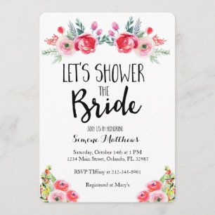 De Bride Floral Bridal Shower-uitnodiging Kaart