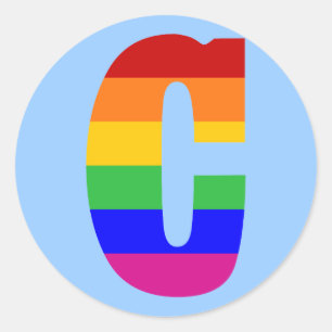 De Brief C van de regenboog Ronde Sticker