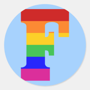 De Brief F van de regenboog Ronde Sticker