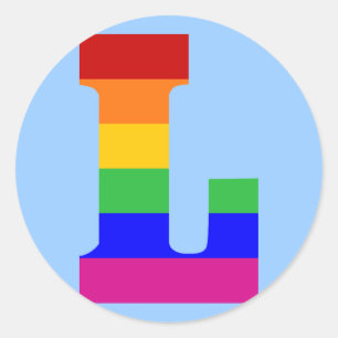 De Brief L van de regenboog Ronde Sticker
