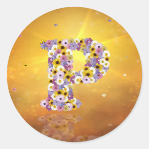 De brief P van de bloem Ronde Sticker
