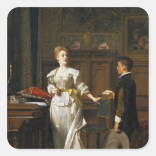 De brief van de Valentijn Vierkante Sticker