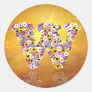 De brief W van de bloem Ronde Sticker
