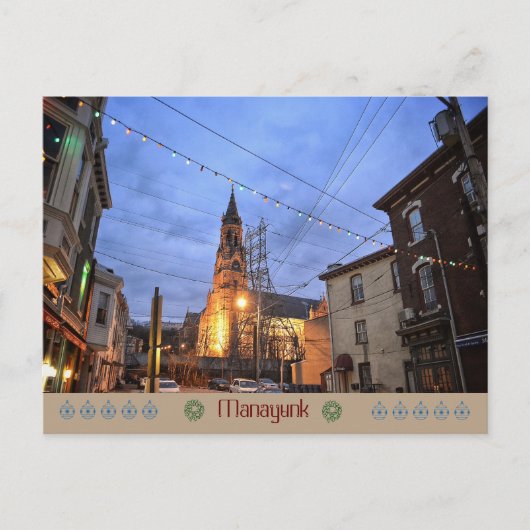 De briefkaart-manayunk-Kerk van Philadelphia Feestdagenkaart (Voorkant)