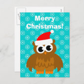 De briefkaarten van de de uilcartoon van Kerstmis (Voorkant / Achterkant)