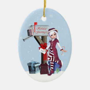 De Brievenbus van het Elf van de Drager van de Keramisch Ornament