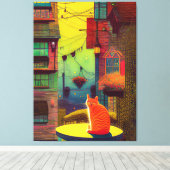 De BrightStor Cat Balcony Windows-kleuren Canvas Afdruk (Insitu (Houten vloer))